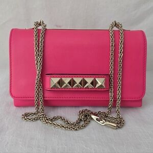 Auth Valentino Garavani Rockstud Va Va Voom Neon Pink Crossbody